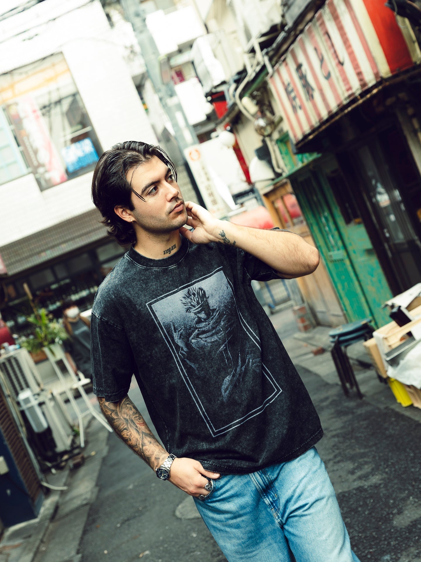 GOJO SATORU VINTAGE OVERSIZE TEE